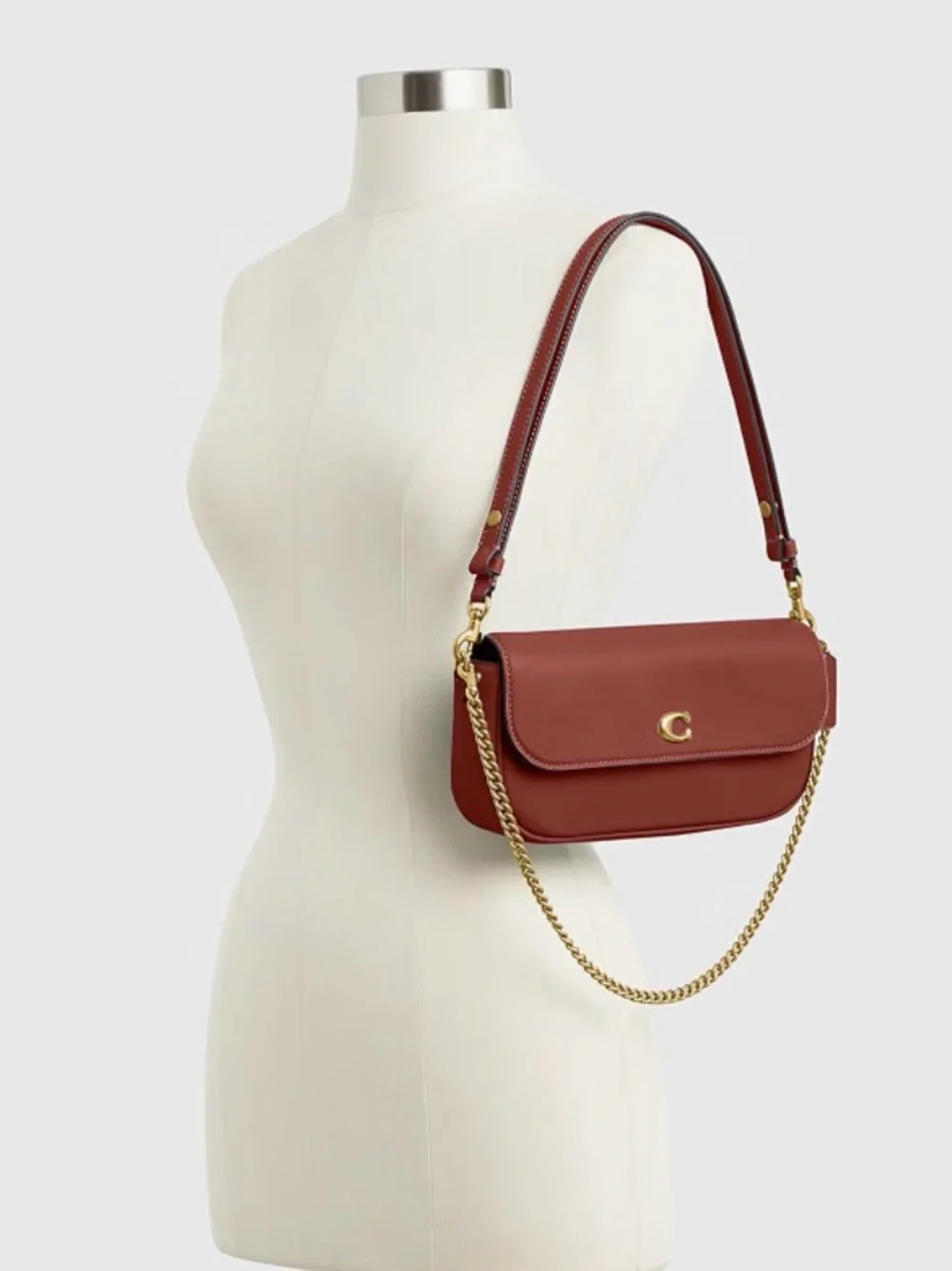 Coach Brook Flap Bag with Chain in dark peach